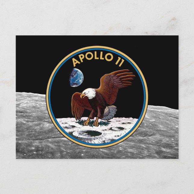 NASA Apollo 11 månlandning Lunar Patch Insignia Vykort (Framsida)