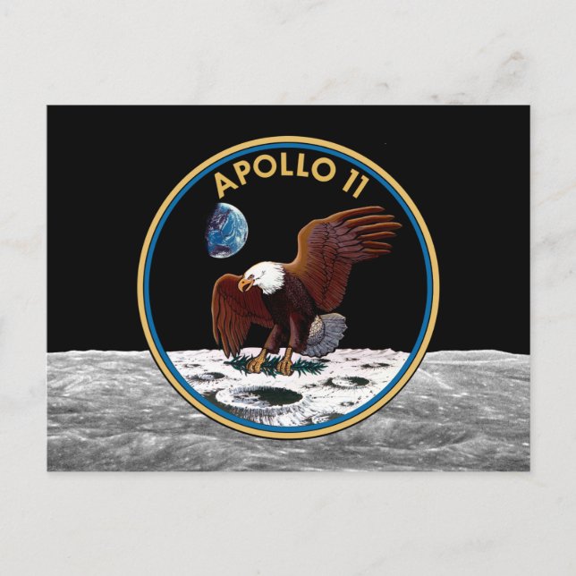 NASA Apollo 11 månlandning Lunar Patch Insignia Vykort (Framsida)