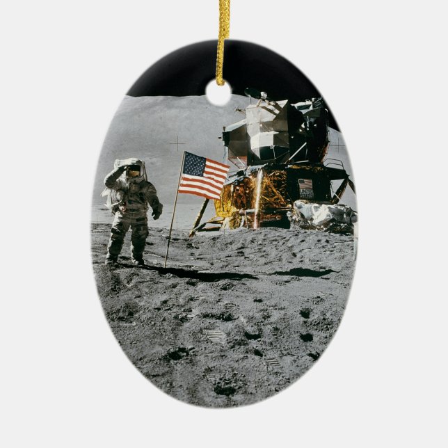 Nasa Apollo 15 Lunar Module Måne Landing 1971 Julgransprydnad Keramik (Framsidan)