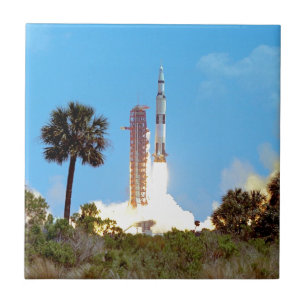 NASA Apollo 16 Saturn V-raketuppskjutning Kakelplatta