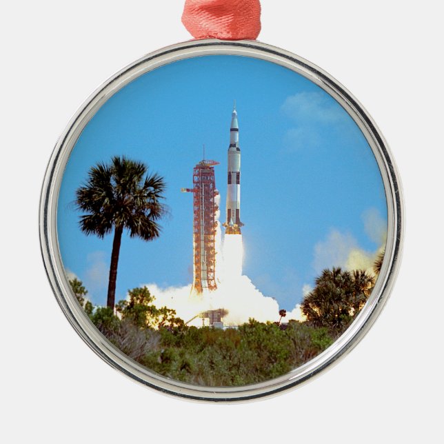 NASA Apollo 16 Saturn V Rocket Launch Julgransprydnad Metall (Framsidan)