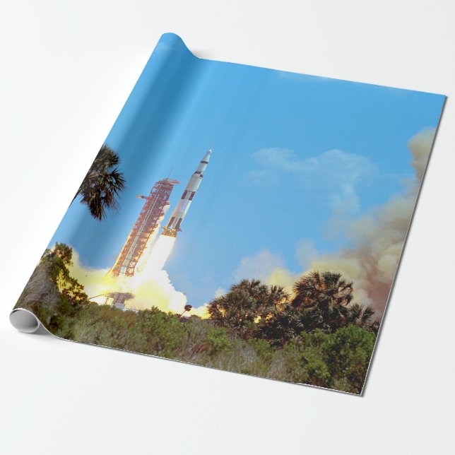 NASA Apollo 16 Saturn V Rocket Launch Presentpapper (Utrullad)