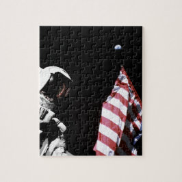 NASA Apollo 17 Astronaut Flagga Earth Måne Photo Pussel
