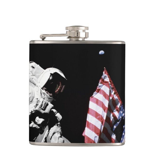 NASA Apollo 17 Astronaut Flagga Jord Måne Foto Fickplunta (Framsidan)
