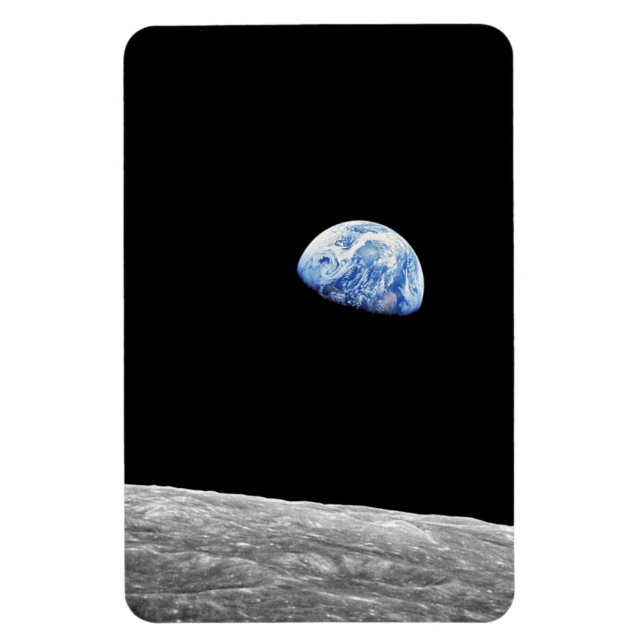 NASA Apollo 8 Earthrise Måne Lunar Orbit Photo Magnet (Vertikal)