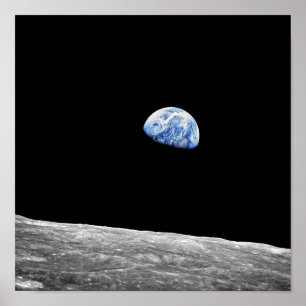 NASA Apollo 8 Earthrise Måne Lunar Orbit Photo Poster