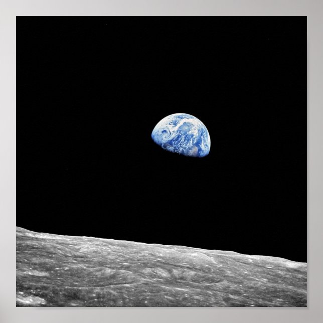 NASA Apollo 8 Earthrise Måne Lunar Orbit Photo Poster (Framsidan)
