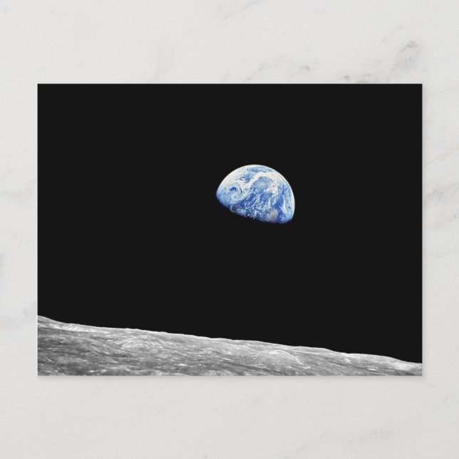 NASA Apollo 8 Earthrise Moon Lunar omloppsbana Fot Vykort (Framsida)