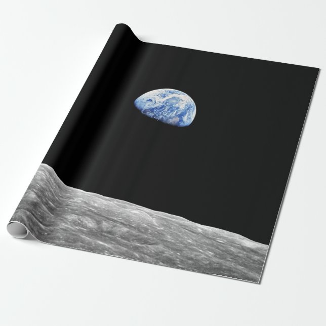 NASA Apollo 8 Earthrise Moon Lunar omloppsfoto Presentpapper (Utrullad)