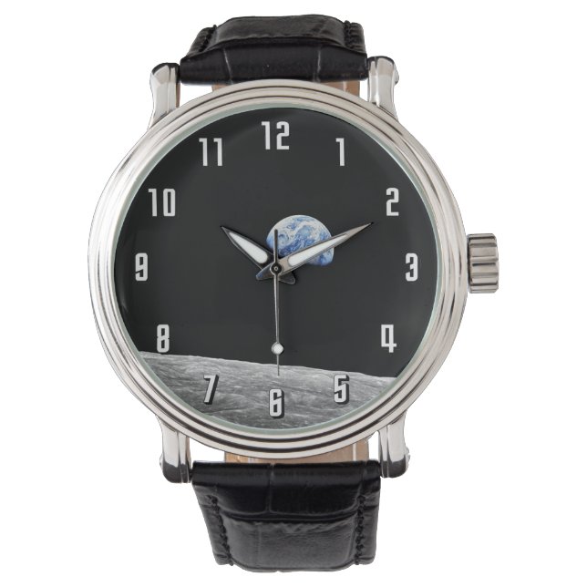 NASA Apollo 8 Earthrise Moon Lunar Orbit Foto Armbandsur (Framsida)