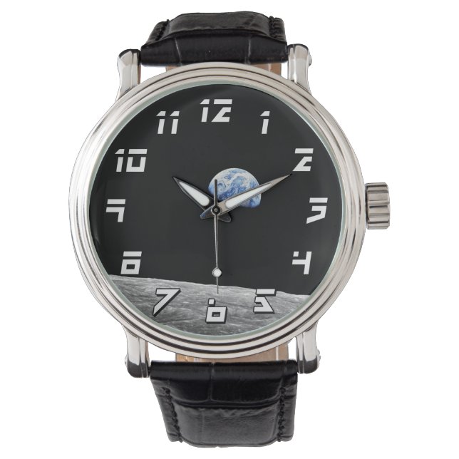NASA Apollo 8 Earthrise Moon Lunar Orbit Foto Armbandsur (Framsida)