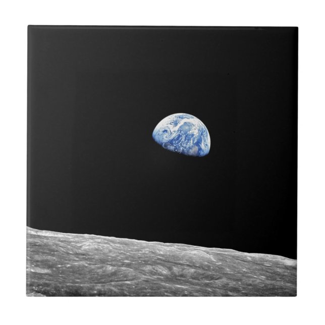 NASA Apollo 8 Earthrise Moon Lunar Orbit Foto Kakelplatta (Framsidan)