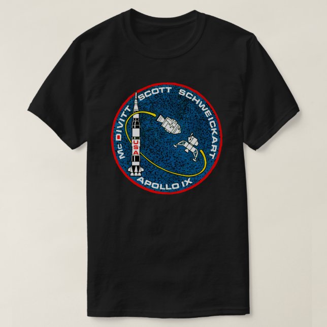 NASA Apollo IX (Apollo 9) Uppdrag korrigering T Shirt (Design framsida)