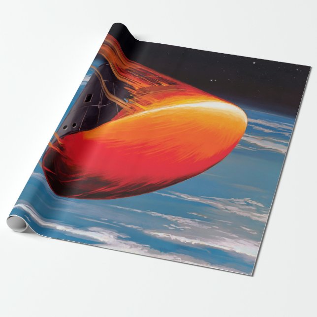 NASA Apollo Kommandomodul Rymdkapsel Konstverk Presentpapper (Utrullad)