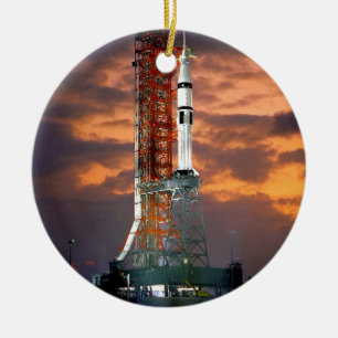 NASA Apollo Soyuz Launch Fordon Sunrise Launchpad Julgransprydnad Keramik