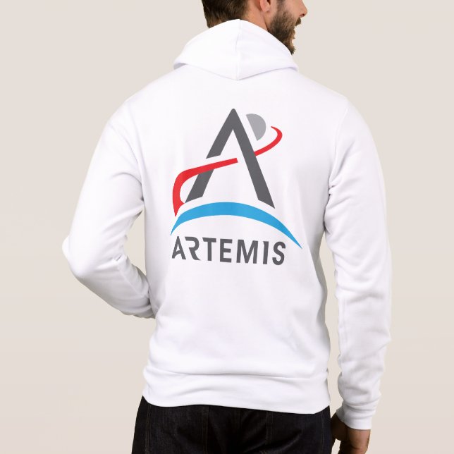 NASA Artemis Logotyp Fullt-Zip Rocket White T Shirt (Baksida)