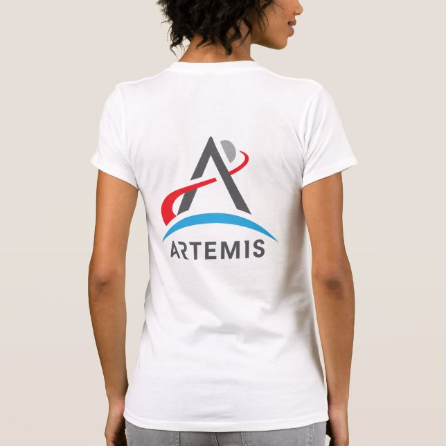 NASA Artemis Logotyp Kvinnor i Rocket White T Shirt (Baksida)