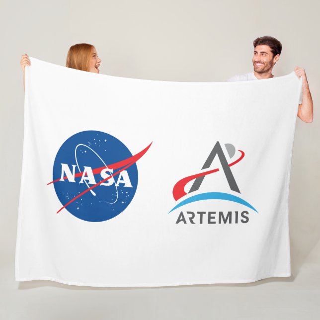 NASA Artemis Logotyp Rocket White Fleecefilt (På plats)