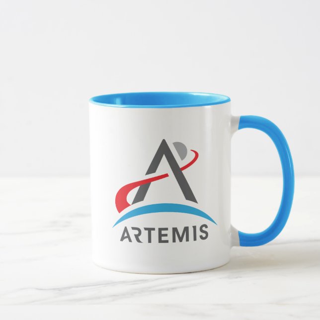NASA Artemis-logotyp Uranus Blå/Vit Mugg (Höger)