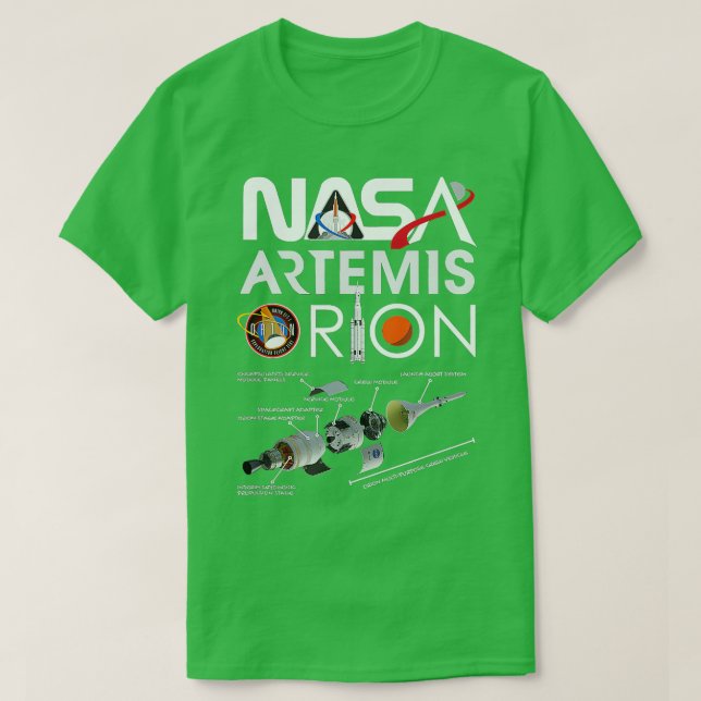 Nasa Artemis Orion Space Launch System SLS Schemat T Shirt (Design framsida)