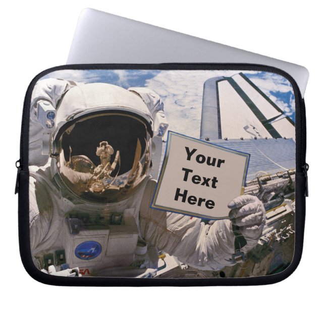 NASA Astronaut Holding Sign - Lägg till Anpassning Laptop Fodral (Framsidan)