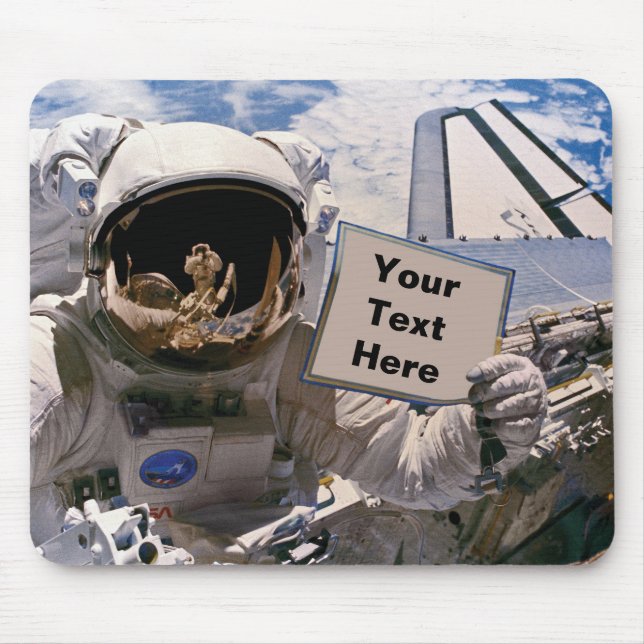 NASA Astronaut Holding Sign - Lägg till Anpassning Musmatta (Framsidan)