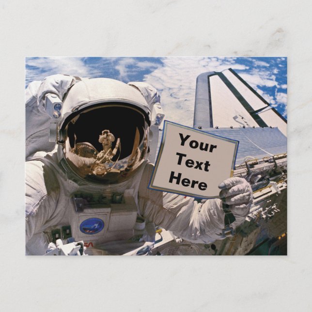 NASA Astronaut Holding Sign - Lägg till Anpassning Vykort (Framsida)