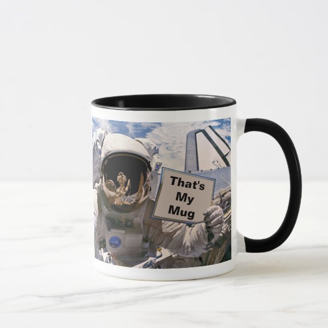 NASA Astronaut som håller skylt - Lägg till anpass Mugg (Höger)