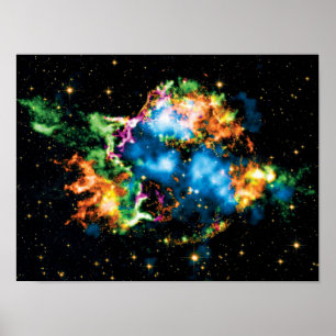 NASA Cassiopeia A Supernova Färgrik Rymdfoto Poster