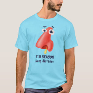 Näsa för avstånd för influensasäsongbehålla sjuk t shirt
