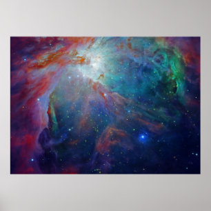 NASA för blått för Orion Nebula skimrande Poster