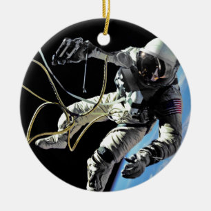 NASA Första amerikanska astronaut rymdpromenad fot Julgransprydnad Keramik