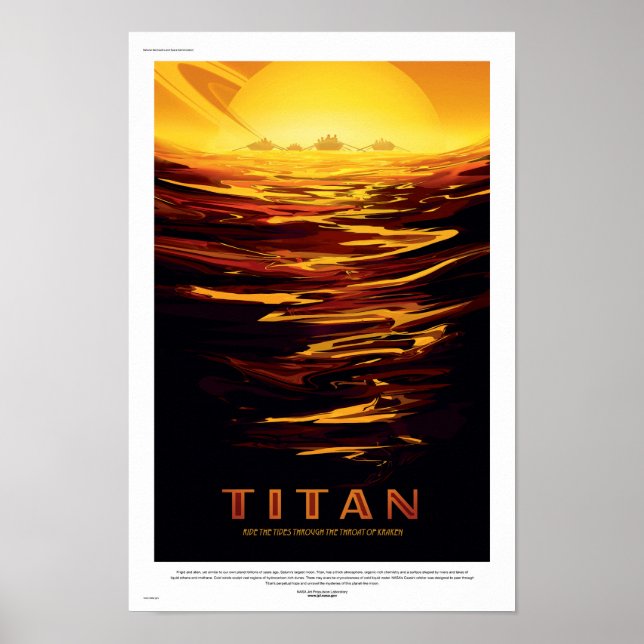 NASA Framtida Resaaffisch - Saturnus måne Titan Poster (Framsidan)