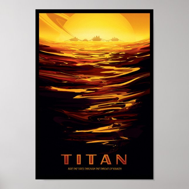 NASA Framtida Resaaffisch - Saturnus måne Titan Poster (Framsidan)