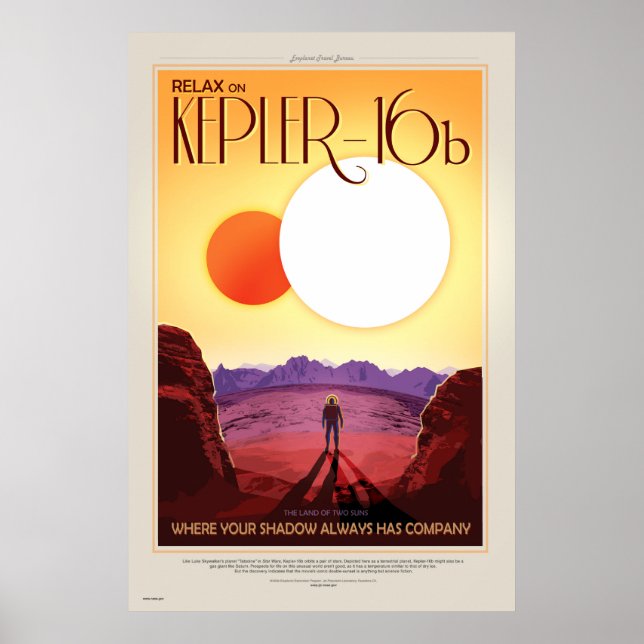NASA Framtida Resaaffisch - Vila på Kepler 16b Poster (Framsidan)