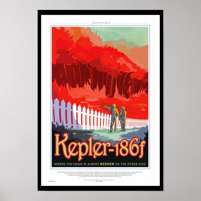 NASA Framtida Resor Sci Fi Affisch - Kepler 186f (Framsidan)