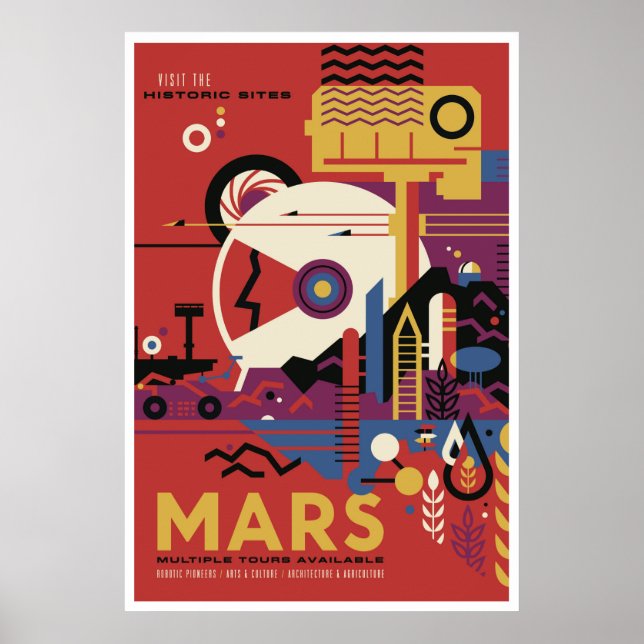 NASA Future Travel Poster Besök Mars Space (Framsidan)