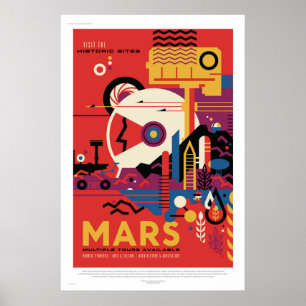 NASA Future Travel Poster Besök Mars Space Vintage