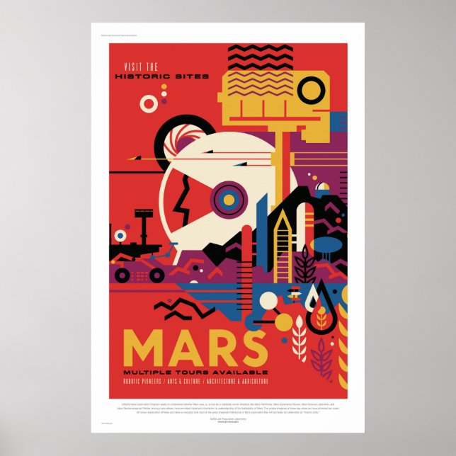 NASA Future Travel Poster Besök Mars Space Vintage (Framsidan)
