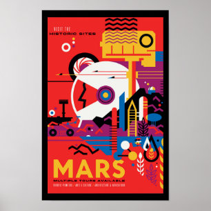 NASA Future Travel Poster - Besök Planet Mars