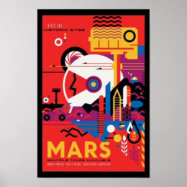 NASA Future Travel Poster - Besök Planet Mars (Framsidan)