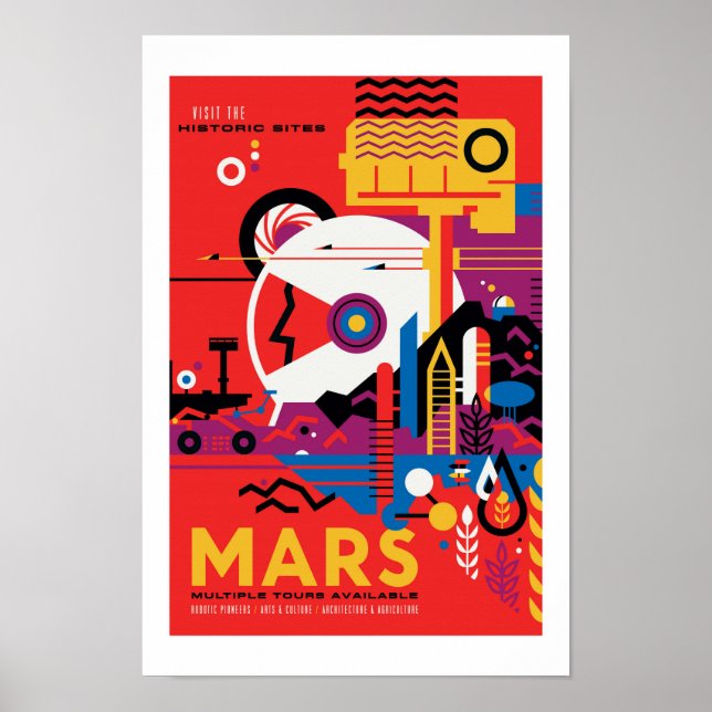 NASA Future Travel Poster - Besök Planet Mars (Framsidan)
