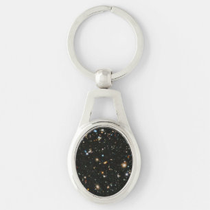 NASA Hubble Ultra Deep Field Galaxer Ovalt Silverfärgad Nyckelring