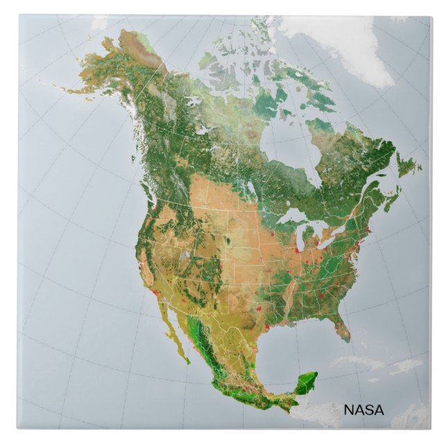 NASA Image från rymden i Nordamerika Kakelplatta (Framsidan)