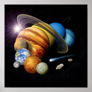 NASA JPL Solar System Planets Montage Space-foton Poster