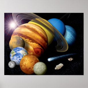 NASA JPL solsystemet planeter montage rymdfoton Poster