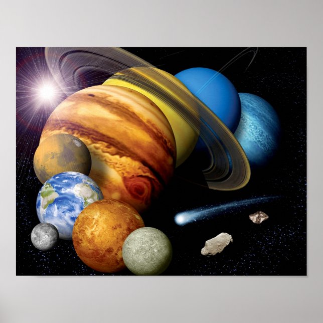 NASA JPL solsystemet planeter montage rymdfoton Poster (Framsidan)
