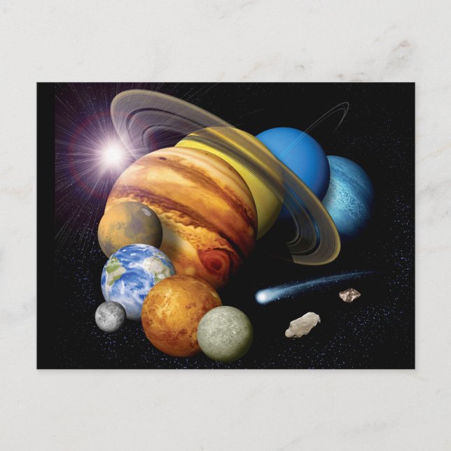 NASA JPL solsystemet planeter montage rymdfoton Vykort (Framsida)
