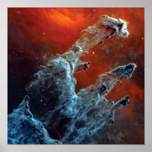 NASA JWST Pillars of Creation Mid InfrRED Poster