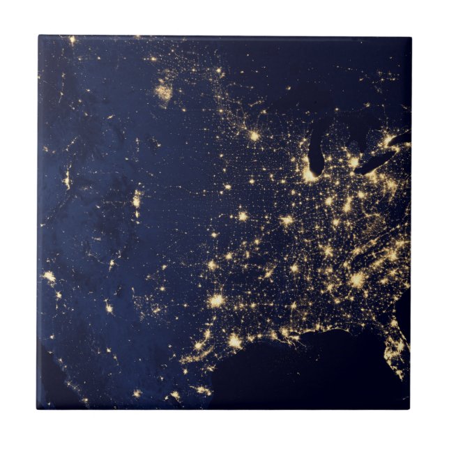 Nasa-ljus från rymden USA Kakelplatta (Framsidan)